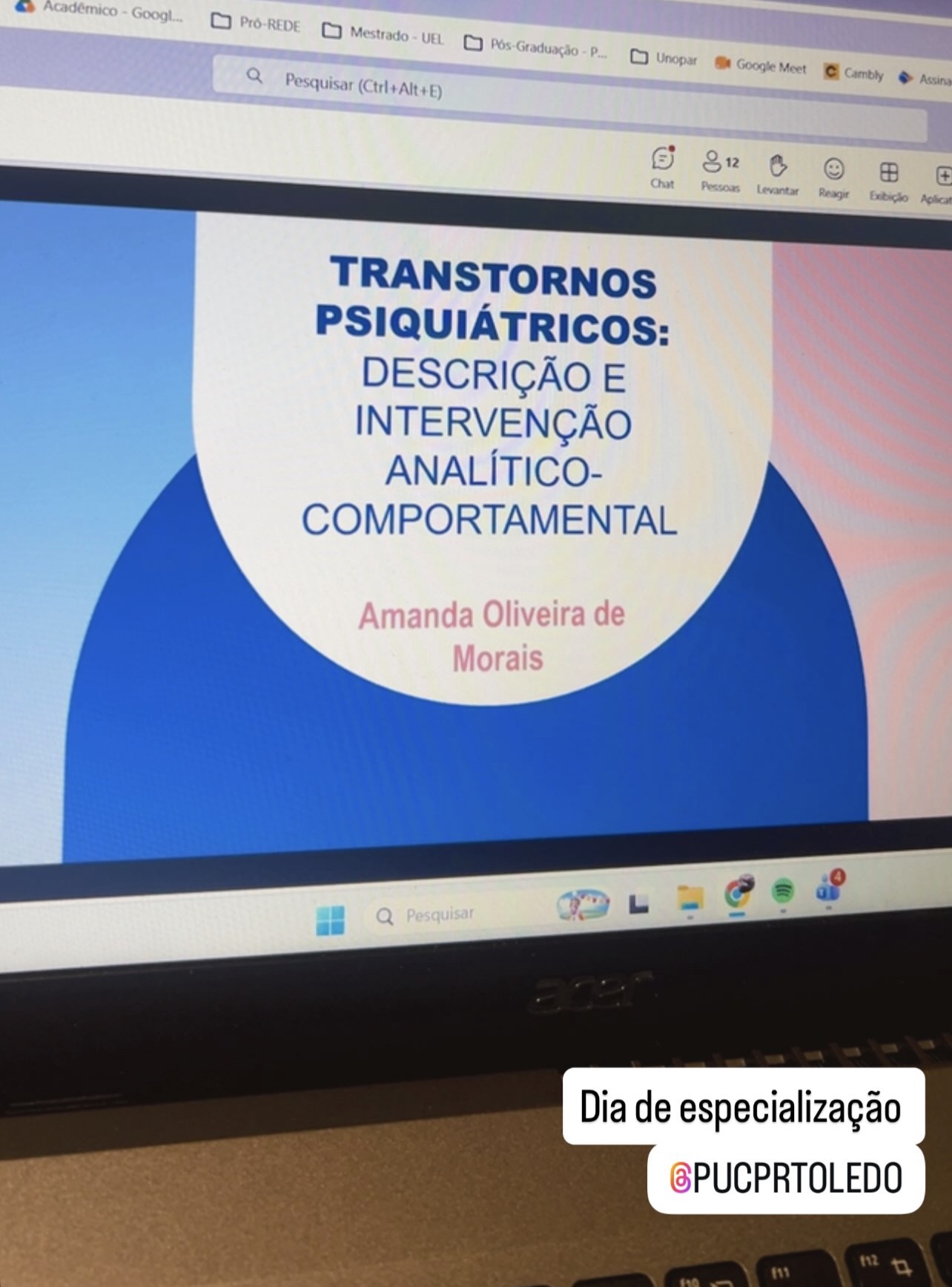 Aula sobre transtornos psiquiátricos e intervenção analítico-comportamental